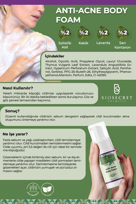 Bio38 Akne Karşıtı Vücut Temizleme Köpüğü 150ml
