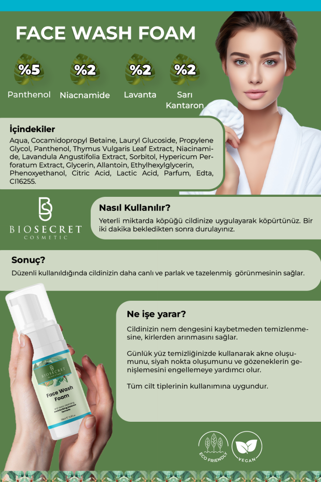 Bio64 Yüz Temizleme Köpüğü Gözenek Karşıtı  200ml