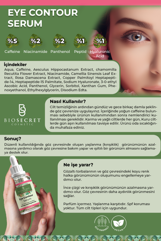 Bio22 Göz Çevresi Bakım Serumu Göz Altı Torbalanma, Morluk Karşıtı Ve Aydınlatıcı 30ml