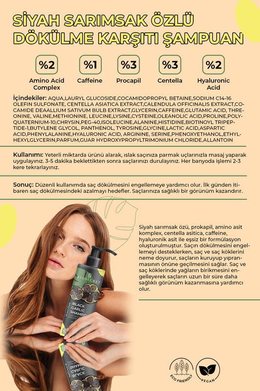 Bio59 Black Garlic Shampoo 400ml Siyah Sarımsak Özlü Dökülme Karşıtı Şampuan
