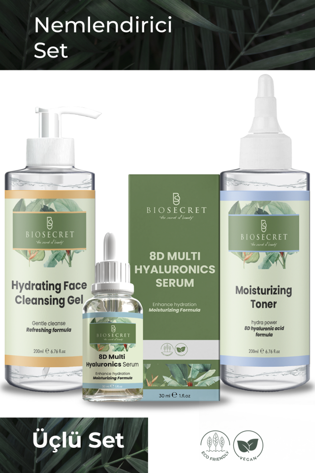 Bio200 Nemlendirici Bakım ve Onarım Seti (8 Çeşit Hyaluronics Acid, Peptide, Niacinamide, Pantenol)