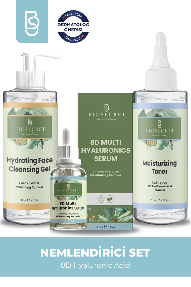 Bio200 Nemlendirici Bakım ve Onarım Seti (8 Çeşit Hyaluronics Acid, Peptide, Niacinamide, Pantenol)