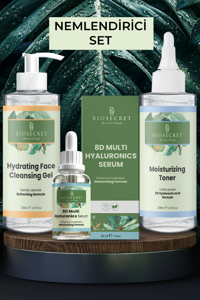 Bio200 Nemlendirici Bakım ve Onarım Seti (8 Çeşit Hyaluronics Acid, Peptide, Niacinamide, Pantenol)
