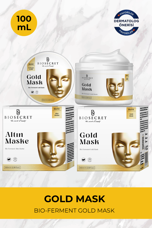 Bio114 Gold Maske Bio Ferment Yaşlanma Karşıtı Aydınlatıcı Gözenek ve Leke Karşıtı 100ml