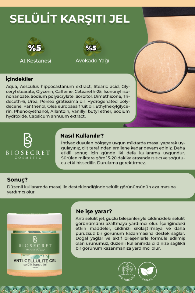 Bio115 Selülit Karşıtı Sıkılaştırıcı ve Çatlak Gidermeye Yardımcı Jel Anti Cellulite Gel 200ml