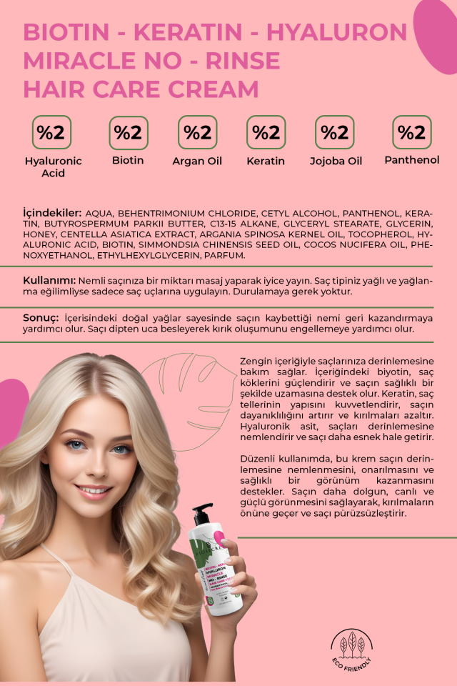 Bio116 Durulanmayan Saç Şekillendirici Krem BIOTIN-KERATIN-HYALURON  200ml