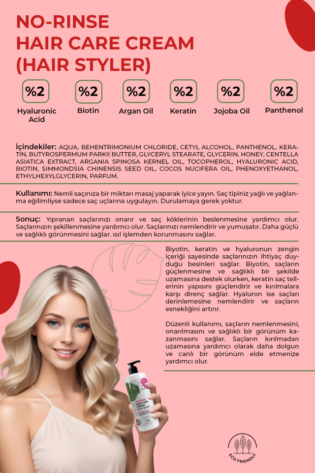 Bio123 Durulanmayan Saç Şekillendirici Kremi Hair Care Cream 150ml