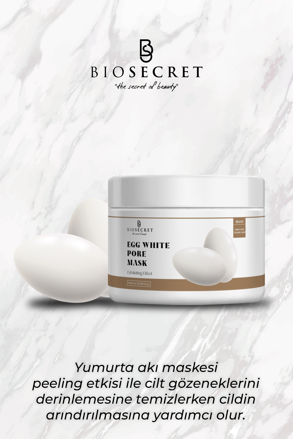 Bio143 Renk Tonu Leke Gözenek Karşıtı Yumurta Akı Maskesi Egg White Pore Mask 100ml